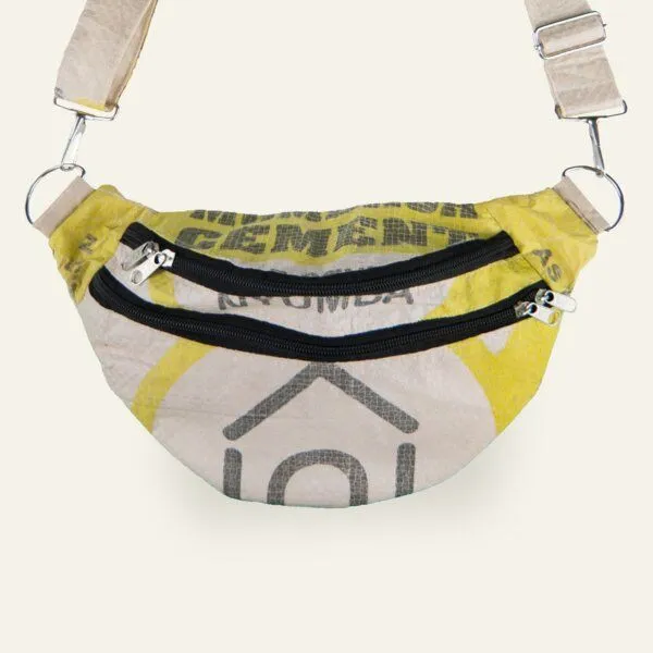 Nyuzi Blackwhite Nyuzi Blackwhite Upcycling Crossbodytasche aus alten zementsäcken, Gelb, – Produktbild 3 von 4