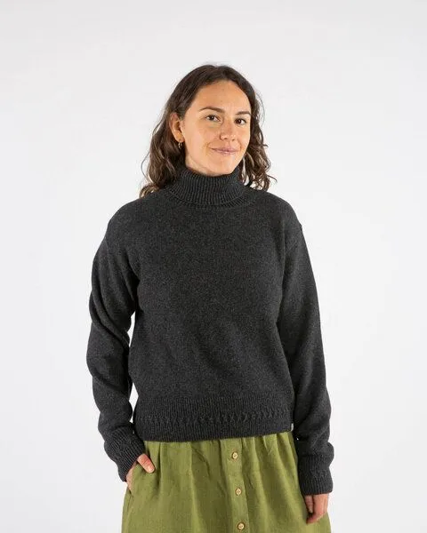 MATONA Matona Rollkragenpullover für Frauen mit Bio-Baumwolle und Lammwolle / Turtleneck Pullover, Charcoal, – Produktbild 1 von 4