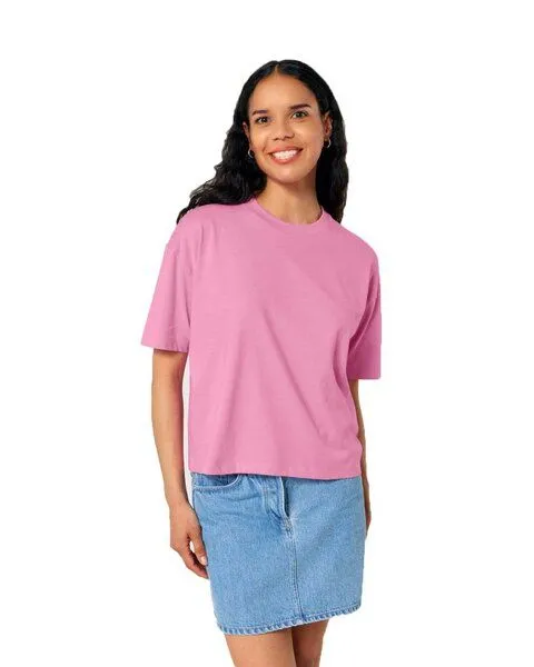 YTWOO YTWOO Damen Boxy T-Shirt aus Bio-Baumwolle, Pink, – Produktbild 1 von 4