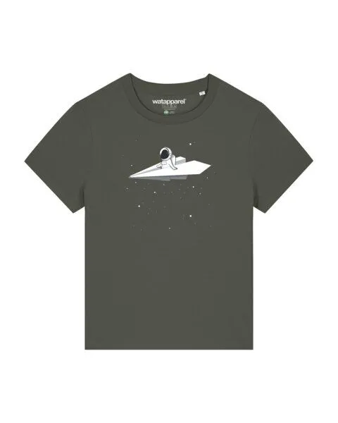 watapparel watapparel T-Shirt Frauen Fly me to the moon, Khaki, – Produktbild 1 von 3