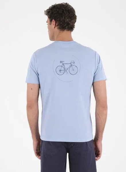 ORGANICATION ORGANICATION T-Shirt aus Bio-Baumwoll-Piqué mit Print, Blau(soft blue), – Produktbild 3 von 4