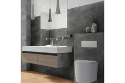 woodstore24 XXL Wandfliese SPC-Vinyl, Betonoptik ‑ Hellgrau, Matt, wasserfeste Wandverkleidung für Küche und Bad, Wandpaneel mit Click-Verbindung, 1200 mm x 600 mm x 3,7 mm, (2,16 m² / Paket) – Produktbild 1 von 1