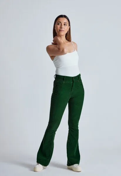 Flax and Loom Flax and Loom Cord Schlaghose Skinny Fit Modell: Mavis, Winter green, – Produktbild 3 von 6