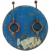 Moogoo Creative Africa Moogoo Creative Africa Upcycling Ölfass Garderobe - 2fach - Blau/Gelb/Rot - 30cm, Blau, – Produktbild 1 von 1