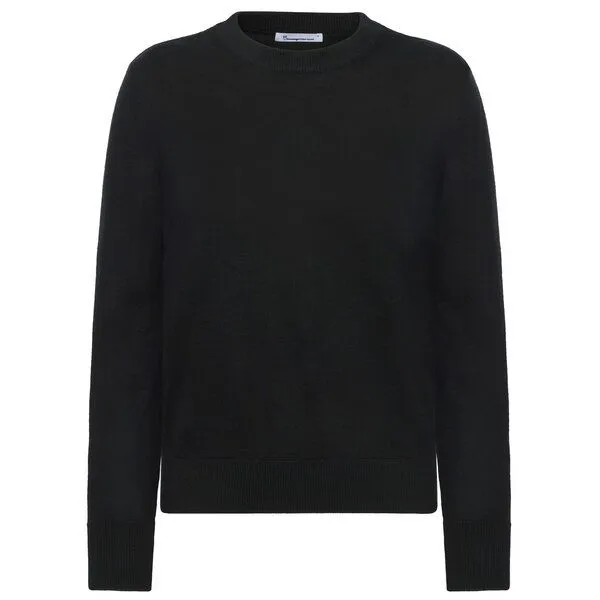 KnowledgeCotton Apparel KnowledgeCotton Apparel Merino Crew Neck Strickpullover, Black jet, – Produktbild 1 von 4