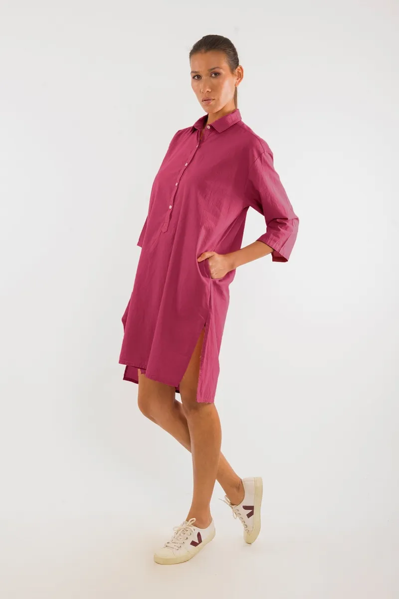 RAVENS VIEW IBIZA RAVENS VIEW IBIZA Damen vegan Hemdkleid Isla Granatrosa, Dunkelpink, – Produktbild 1 von 1