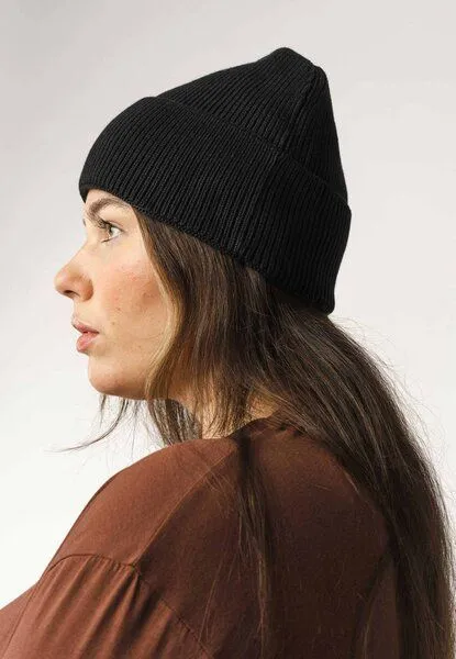 MELA MELA Rippstrick Mütze Style KALI aus 100% Bio-Baumwolle, Schwarz, – Produktbild 2 von 4