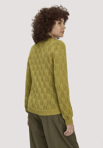 hessnatur hessnatur Strick Pullover Regular aus Bio-Baumwolle und Wolle, Sommermoos, – Produktbild 2 von 4