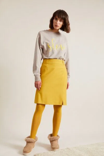 LANIUS LANIUS ROCK mit Schlitz aus Bio-Schurwolle mit recyceltem Polyester, Saffron, – Produktbild 1 von 4