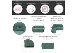 DOMO collection Ecksofa SARAFINA 240x190 cm, auch mit Federkern für mehr Sitzkomfort!, whlw. mit Bettfunktion, elegantes Design, L-Form – Produktbild 1 von 1