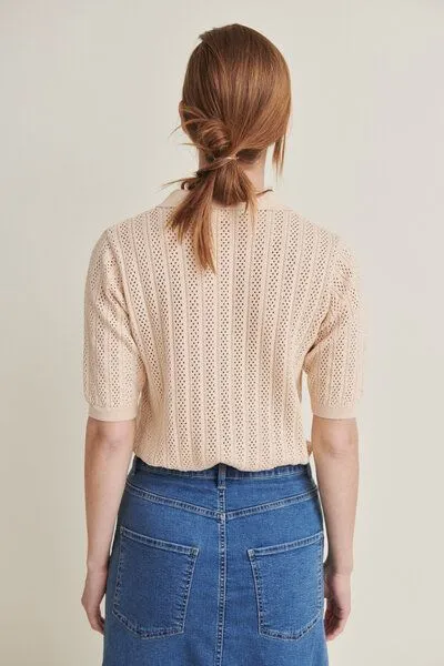 Basic Apparel Basic Apparel Tricia Kurzarmpulli aus Bio-Baumwolle, Ecru, – Produktbild 4 von 4