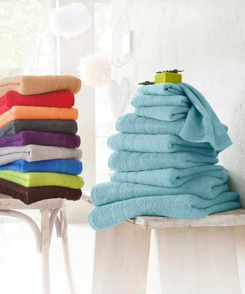OTTO home Handtuch Set Inga, 3 Qualitäten, Duschtücher, Handtücher, Gästetücher, Seiftücher, Walkfrottier (10-St), Handtücher mit feiner Bordüre, 100% Baumwolle, Braun, – Produktbild 8 von 8