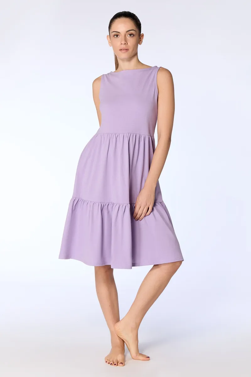 Leela Cotton Leela Cotton Damen vegan Kleid Ruffled, Lila, – Produktbild 1 von 1