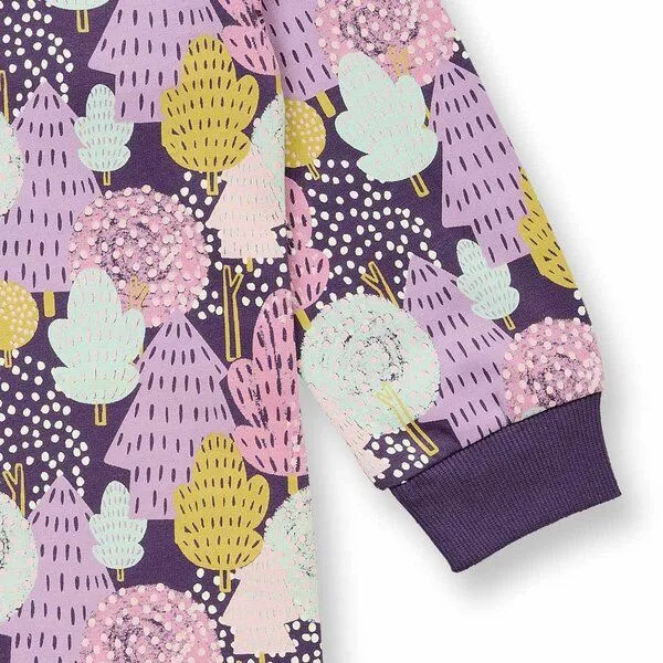 Sense Organics Sense Organics Sweatkleid mit Baum-Druck auf Pflaume, Modell JOLA, Lila, – Produktbild 3 von 4