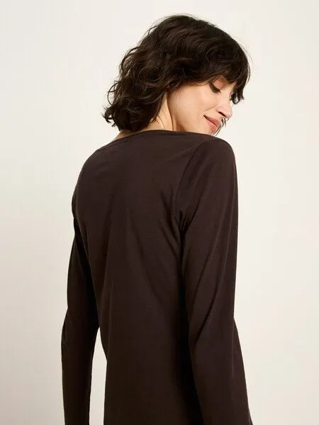 LANIUS LANIUS Langarmshirt (GOTS) aus Bio-Baumwolle, Dark brown, – Produktbild 4 von 4