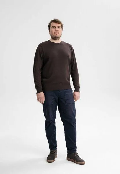 MELA MELA Feinstrick Pullover Style HIMAL aus 100% Bio-Baumwolle, Dunkelbraun, – Produktbild 3 von 4