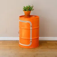 Lockengelöt Lockengelöt Minibar mit Tür aus einem kleinen Ölfass, Orange (ral2004), – Produktbild 2 von 4