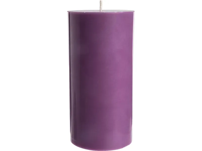 Tranquillo Handgearbeitete Stumpenkerze GLUMI violet, Ø 7,5 x 15 cm - violett – Produktbild 2 von 4