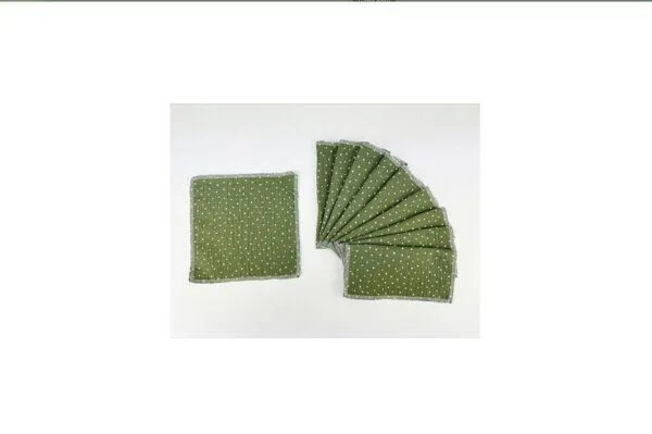 NoWaste Wrapping NoWaste Wrapping Stofftaschentücher 10er Set, Punkte grün, – Produktbild 2 von 4