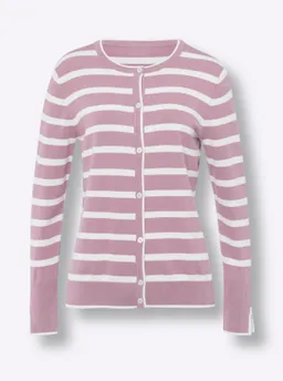 heine Feinstrickjacke rosé-ecru-gestreift – Produktbild 1 von 1