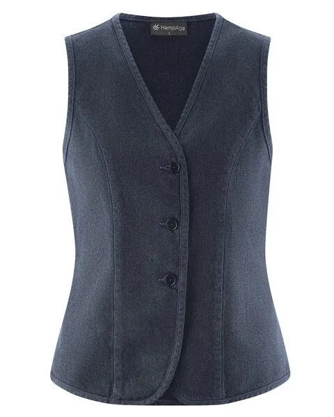HempAge HempAge Damen Weste Hanf/Biobaumwolle Slim Fit, Navy (blau), – Produktbild 1 von 4