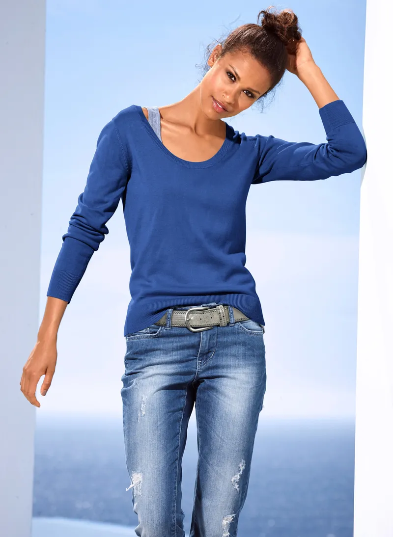 heine Rundhalspullover royalblau, Royalblau, – Produktbild 3 von 3