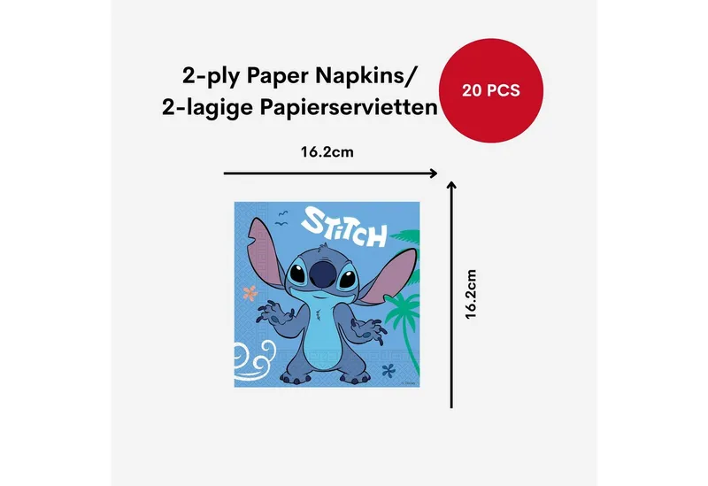 Procos Einweggeschirr-Set Stitch & Angel Partygeschirr Set 52-tlg Kindergeburtstag Disney Teller, 16 Personen, Bunt, – Produktbild 5 von 5