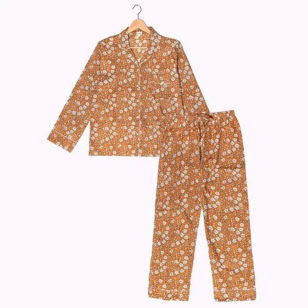 KIKOONI KIKOONI Baumwoll Pyjama "Sleepy K", Marigold bloom, – Produktbild 3 von 4