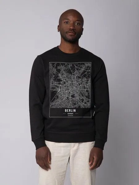watapparel watapparel Sweatshirt Unisex City maps Berlin Landkarte, Black, – Produktbild 2 von 3