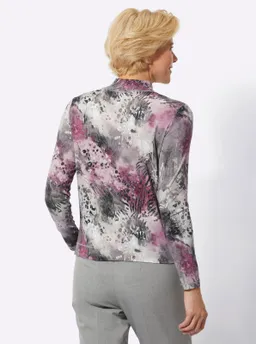 Witt Stehkragenshirt steingrau-mauve-bedruckt – Produktbild 1 von 1