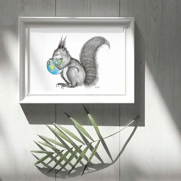 LIGARTI Kunstdruck »Eichhörnchen Welt« von LIGARTI | A4, A3 oder A2 | Wandbild | Poster | Kunst – Produktbild 4 von 4