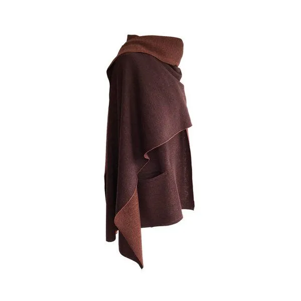 austriandesign.at austriandesign.at EIN LochSchal reversibel aus extrafeiner Merinowolle, Rotbraun/orange, – Produktbild 1 von 3