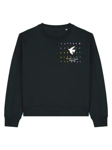 Kultgut Kultgut Artdesign - Pulloversweater Boxistyle / BE FREE & PROUD YOURSELF, Schwarz, – Produktbild 4 von 8