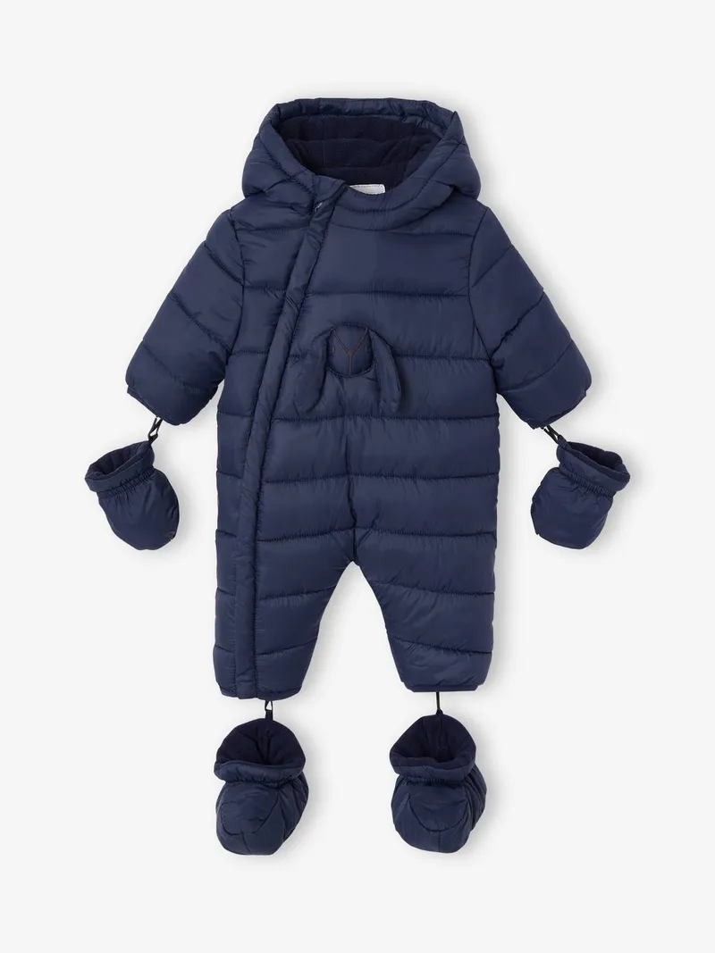 Vertbaudet Baby Winter-Overall mit Hasen-Applikation, Marine, – Produktbild 1 von 3