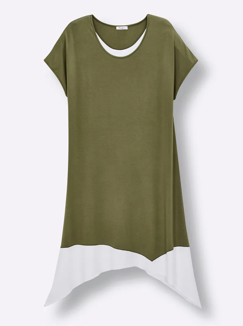 sheego A-Linien-Kleid, Oliv-weiß, – Produktbild 2 von 2