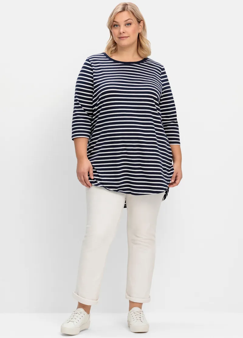 sheego Longshirt marine-weiß, Marine-weiß, – Produktbild 2 von 2