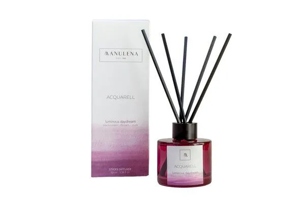 Manulena Manulena Diffuser mit Duftstäbchen Acquarell (100ML), Bordeauxrot, – Produktbild 1 von 2