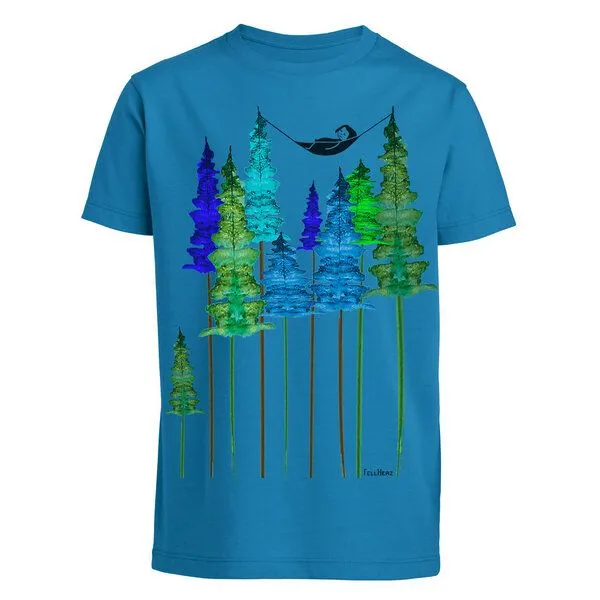 FellHerz FellHerz Kinder T-Shirt Wood Girl Bio Fair, Azur (blau), – Produktbild 1 von 4