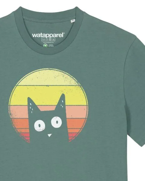watapparel watapparel T-Shirt Unisex Sunset Cat, Green bay, – Produktbild 3 von 3