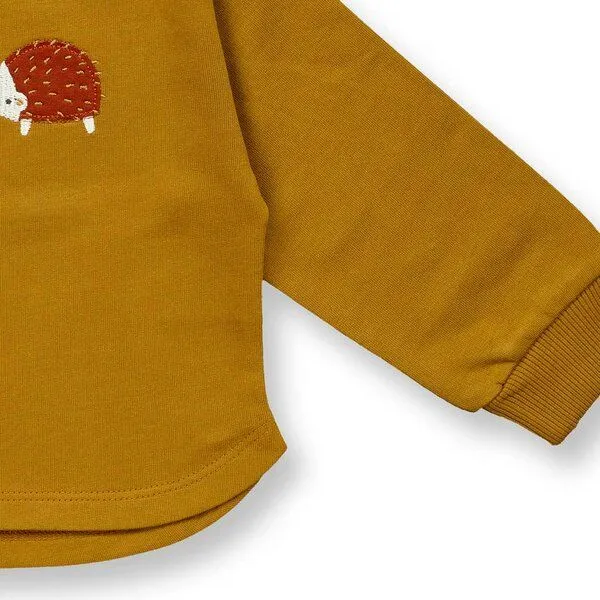 Sense Organics Sense Organics Baby Sweatshirt mit Igel-Motiv auf Currygelb, Modell ABISSA, Igel auf currygelb, – Produktbild 3 von 3