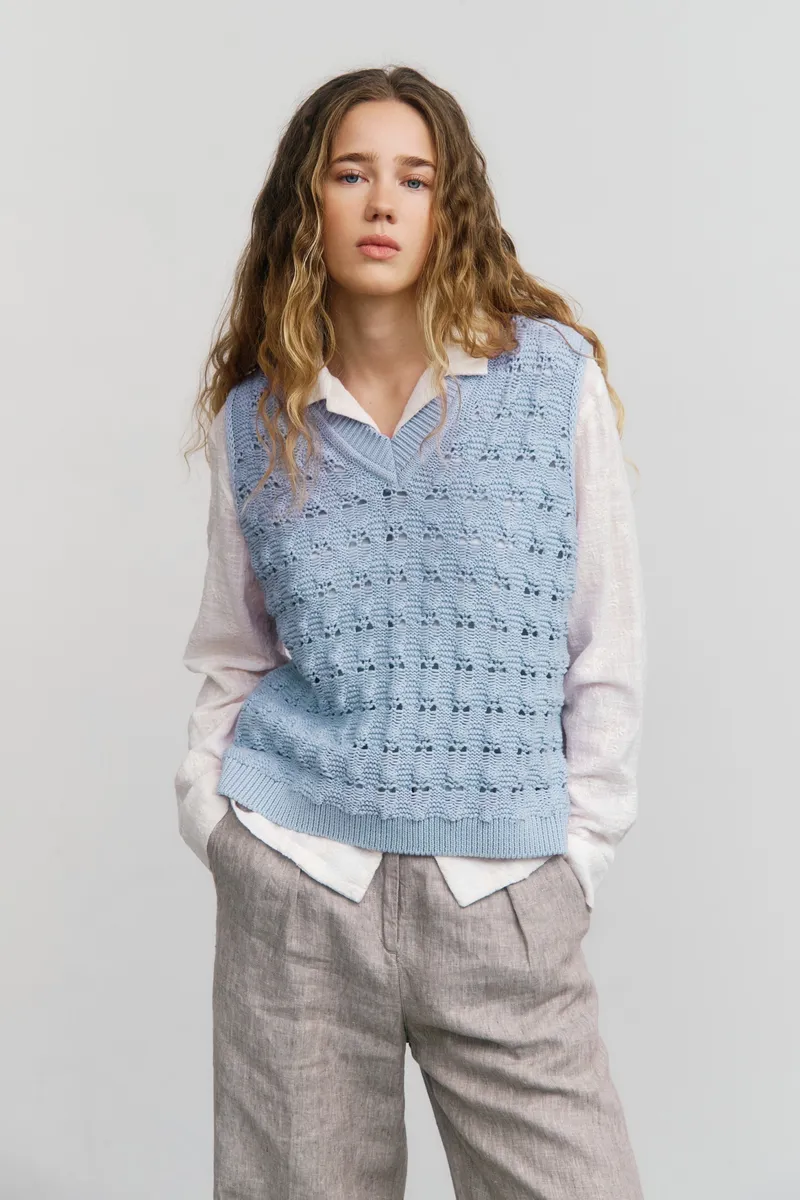 Rotholz Rotholz Damen vegan Strickweste Wide Soft Blue, Hellblau, – Produktbild 2 von 2