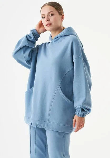 ORGANICATION ORGANICATION ESSENTIALS-HANDE- Soft Touch Oversize Hoodie aus Bio-Baumwolle, Steel blue, – Produktbild 3 von 4