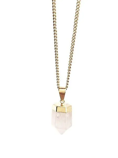 Crystal and Sage Crystal and Sage Rosenquarz Halskette, Gold, – Produktbild 3 von 3