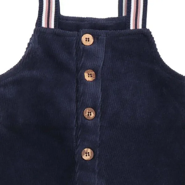 Walkiddy Walkiddy Kinder Cord-Latzhose GOTS zertifiziert, Bio-Baumwolle, navy, Unisex, Knopfleiste, bequem, Blau, – Produktbild 2 von 2