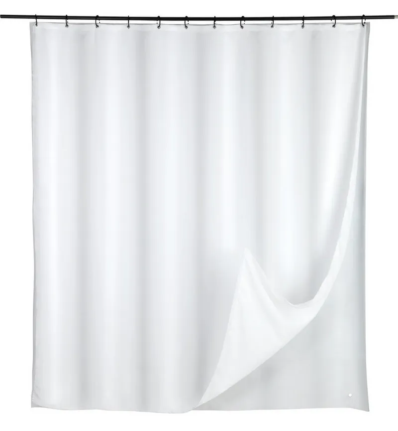 SCHÖNER WOHNEN-Kollektion Duschvorhang »Saoba« Breite 180 cm (Set, 17-tlg), 2 in 1, äußerer Vorhang aus Polyester, 16 Duschvorhangringe, Weiß, – Produktbild 2 von 5