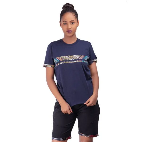 Africulture Africulture T-Shirt mit Westafrikanischem Kitengestoff Streifen – Produktbild 1 von 2