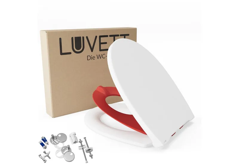 LUVETT Kinder-WC-Sitz C490 mit Kindersitz Softclose Magnetisch abnehmbar Duroplast O-Form (Komplett-Set, Kindersitz-Einlage), mit Original SoftClose® Absenkautomatik, Duroplast, Rot, – Produktbild 1 von 5