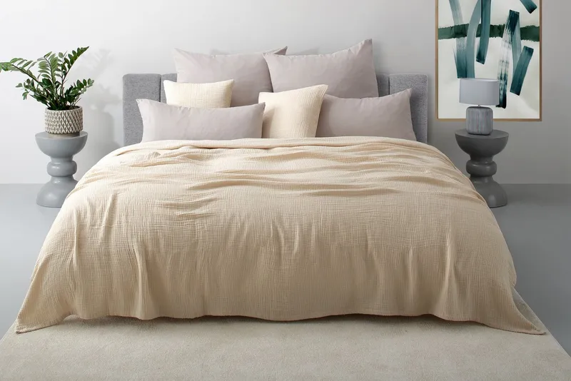 OTTO home Kissenbezug Bailee, 2er-Set, Kuschelige Musselin Qualität, Uni-Style, (2 Stück), 50x50 cm, Hotelverschluß, 100% atmungsaktive Buamwolle, Beige, – Produktbild 3 von 3