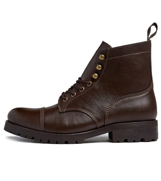 Will's Vegan Shop Will's Vegan Shop Work Boots aus veganem, italienischen Leder, Braun, – Produktbild 1 von 4