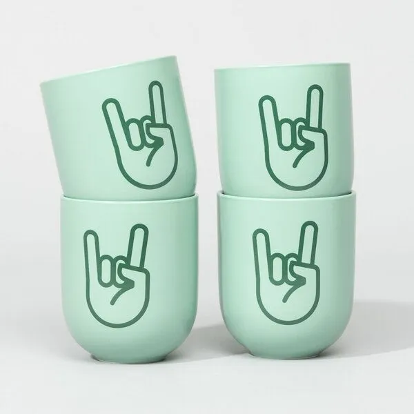Fyngers Fyngers Handgemachter Becher aus Porzellan - Modell ROCk´n´ROLL - Füllmenge 330ml - Mattlasur, Türkis, – Produktbild 4 von 4